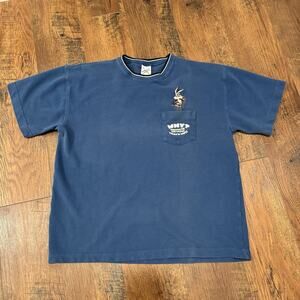 Vintage 90s Wile E Coyote T Shirt Mens M Why? Coach Pocket Tee 90’s Warner Bros